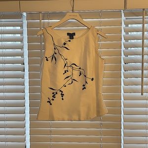 Ann Taylor silk black & white sleeveless dress top